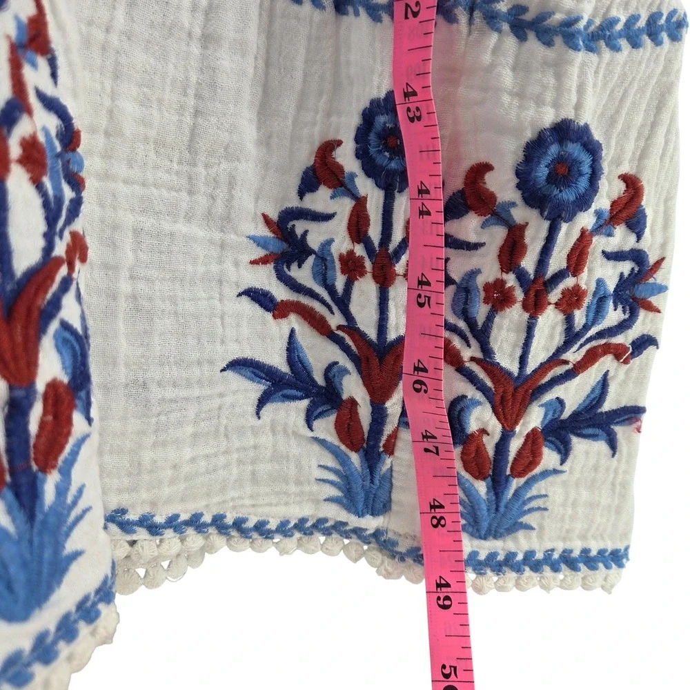 Soft Surroundings Maxi Dress L White Floral Embroidered Boho Cottagecore Coastal - Picture 8 of 12